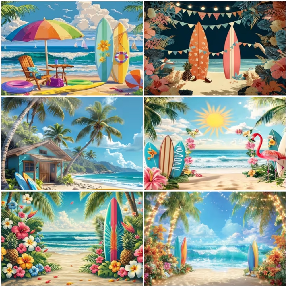 Outdoor Sport Background - Zomer surfplank thema achtergrond strand zeewater